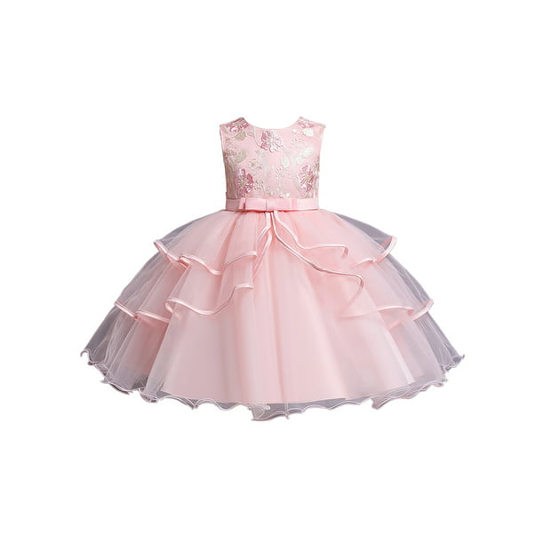 Details about   Kids Birthday Dress Embroidery Wedding Princess Dress Party New Year Clothes 